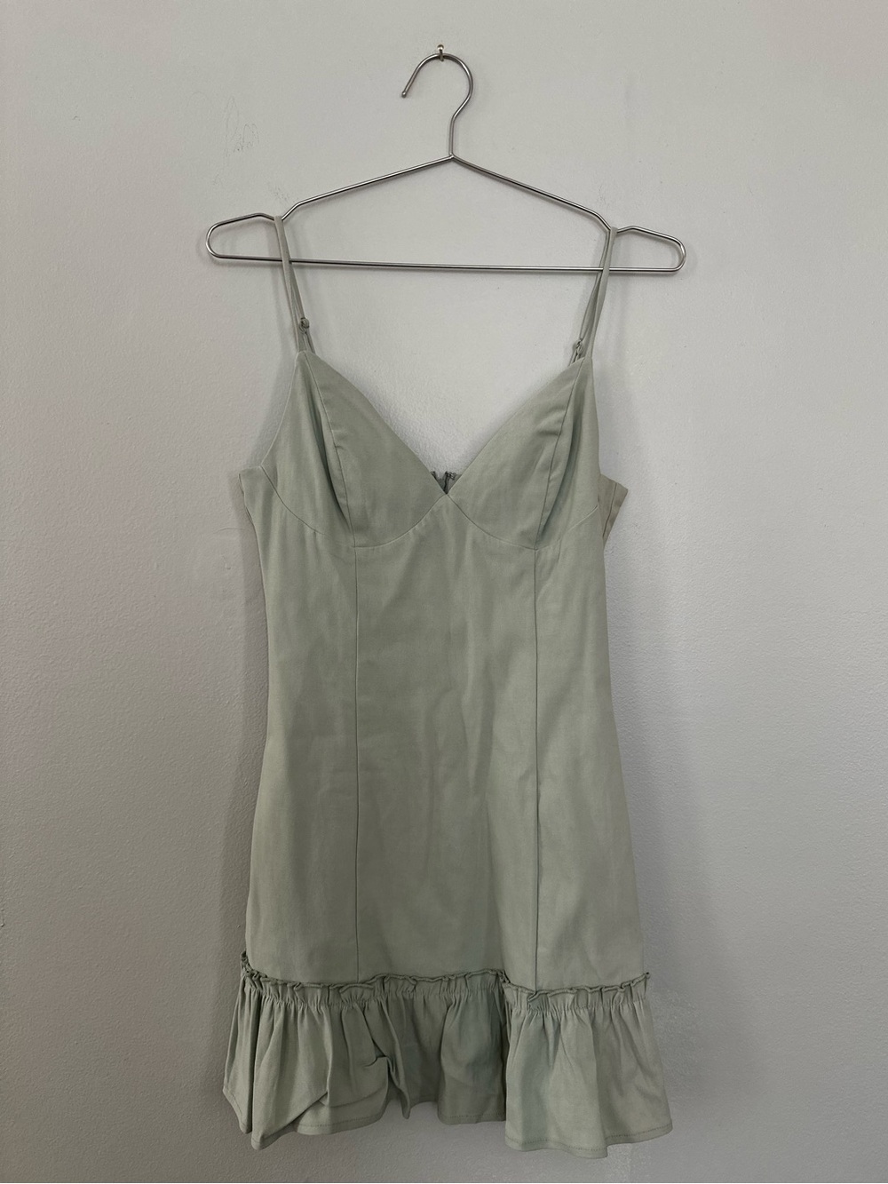 NWT Blue Blush Light Sage Ruffle Mini Dress Small Bustier Cami